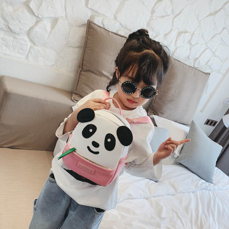 Panda Backpack 2023 New Kindergarten Schoolbag Cartoon Panda Bamboo Leaf Bag Childish Cute PU Fashion Backpack