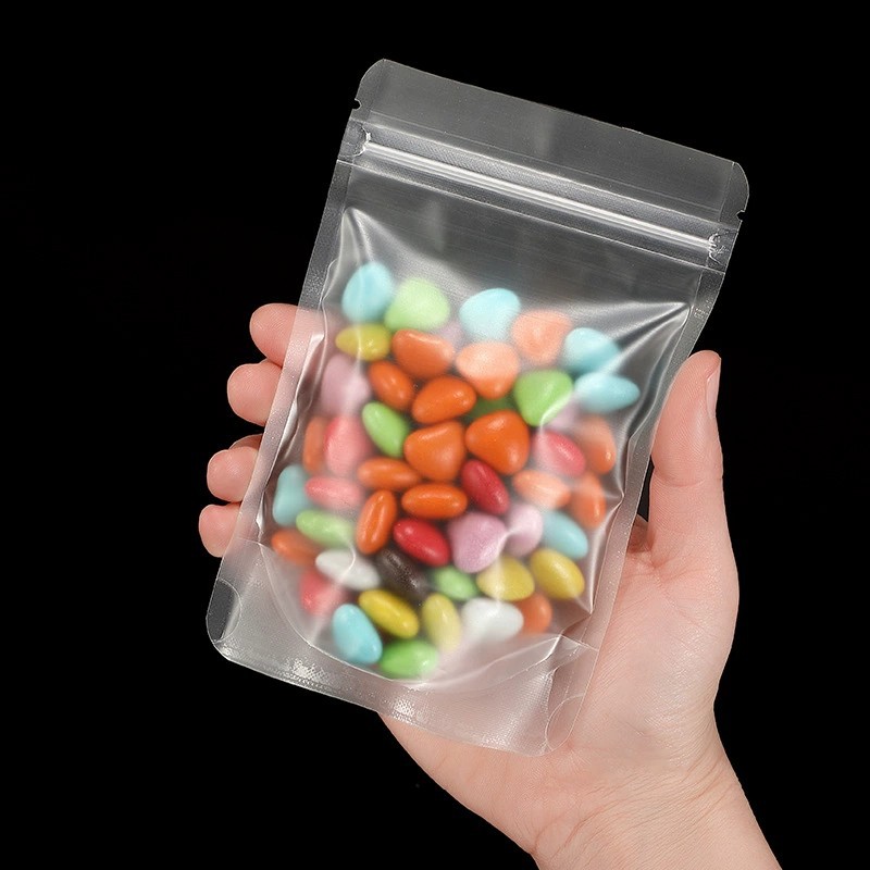 Transparent Packaging Bag Self-standing Plastic Bag Frosted Self-sealing Bag Candy Food Small Packaging Bag Fruit Tea Sealed Bag
