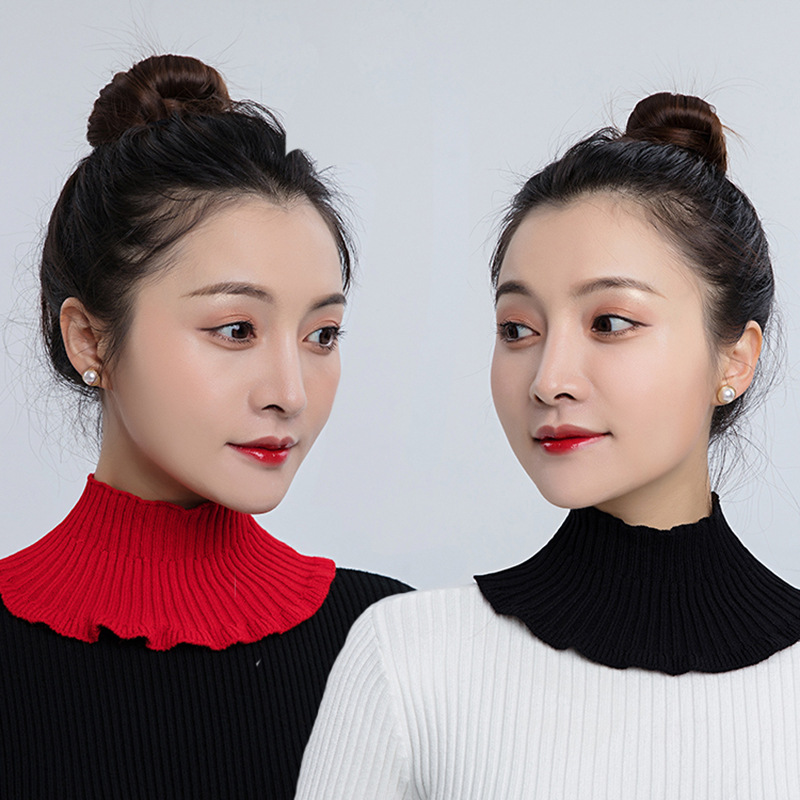 Spring Autumn and Winter Scarf Sweater Neck Protection Neck Sleeve Knitted Pullover Scarf Single Layer Middle Collar Thin Winter Holiday Collar