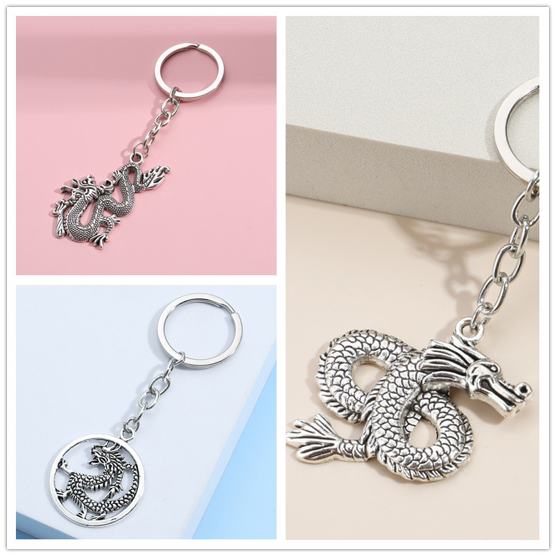 New Zodiac Alloy New Year Pendant Creative Chinese Wind Dragon Keychain Metal Dragon Auto Accessories