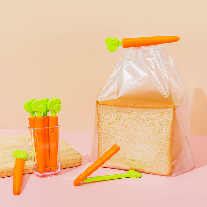 クリエイティブかわいいニンジンシールカード食品スナックシールクリップ磁石冷蔵庫貼り収納ケース5本入り|undefined