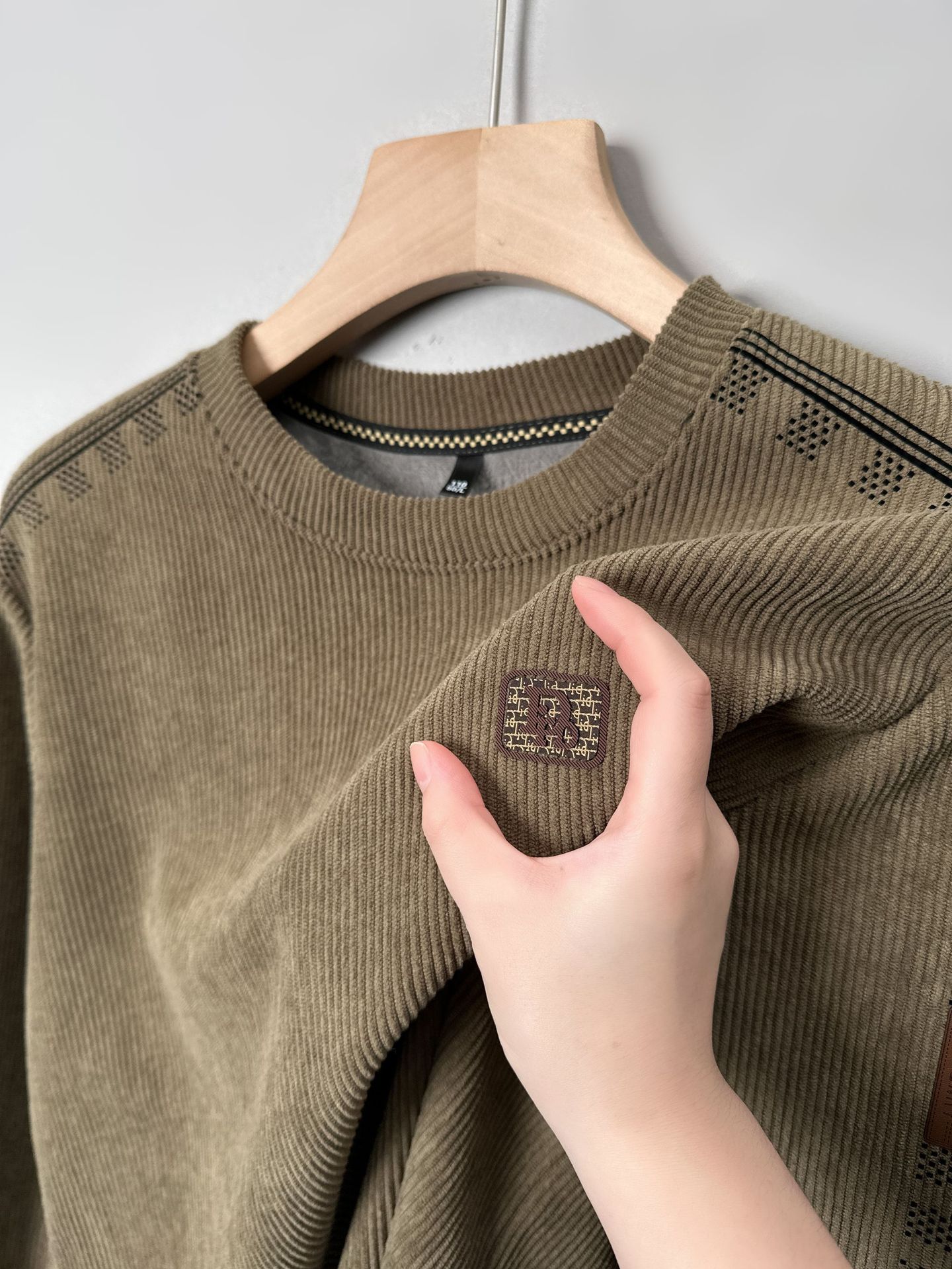 380g Heavy Cotton Men's Sweater Casual Crewneck fleece-lined Thickened Korean Youth Base Shirt Spring and Autumn T-shirt
