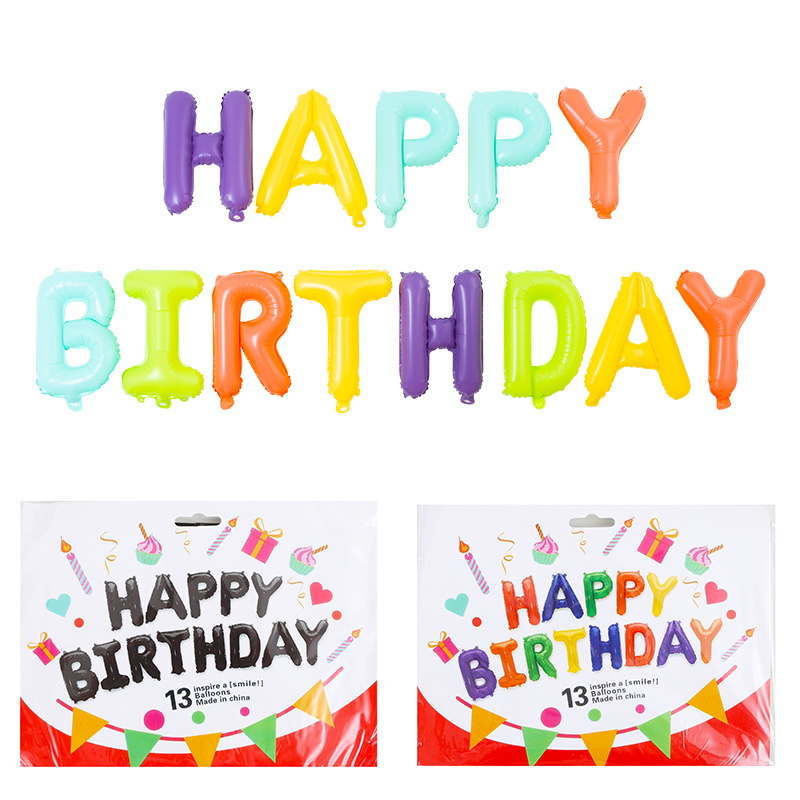 Happy Birthday Letter Set Aluminum Film Balloon US Edition Slim Body English Letter Hanging Party Aluminum Foil Balloon