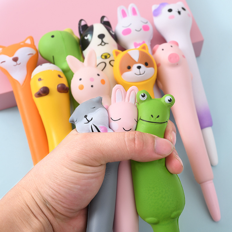 Cartoon cute pet decompression pen recoverable pinch pen cute sponge recoverable pen creative decompression pen vent pen