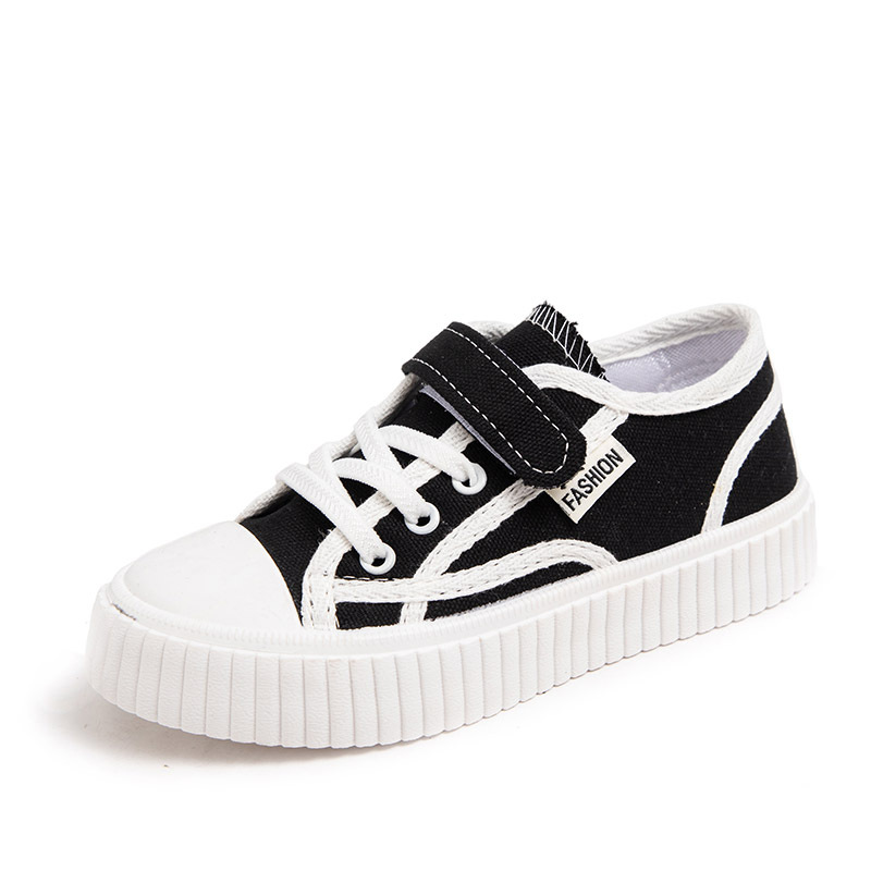 Children's Canvas Shoes Girls' Shoes 2023 Spring and Autumn New Black Plaid Boys' High-top Board Shoes Baby's Cloth Shoes Trendy