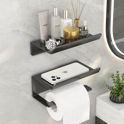 Cross-border stainless steel tissue holder bathroom punch-free paper roll holder toilet paper roll tissue mobile phone storage rack
