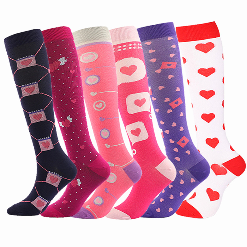 New cross-border Valentine's Day pressure socks love socks set gift pink calf socks heart-shaped pattern stockings