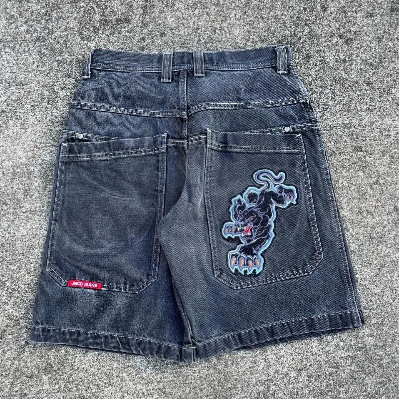 JNCO Loosy Denim Shorts Harajuku Y2K Jeans Hip Hop Retro Summer Gothic Men Shorts