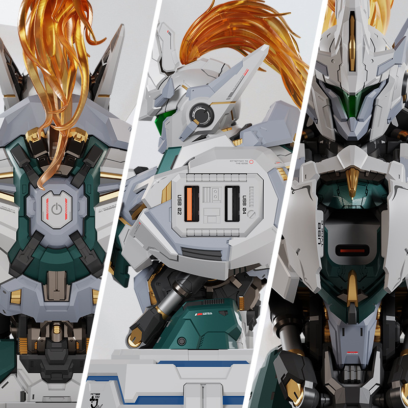 MOSHOW Lake Knight chest statue charging center Guochuang Mech hand office Gundam model desktop decoration fast charging