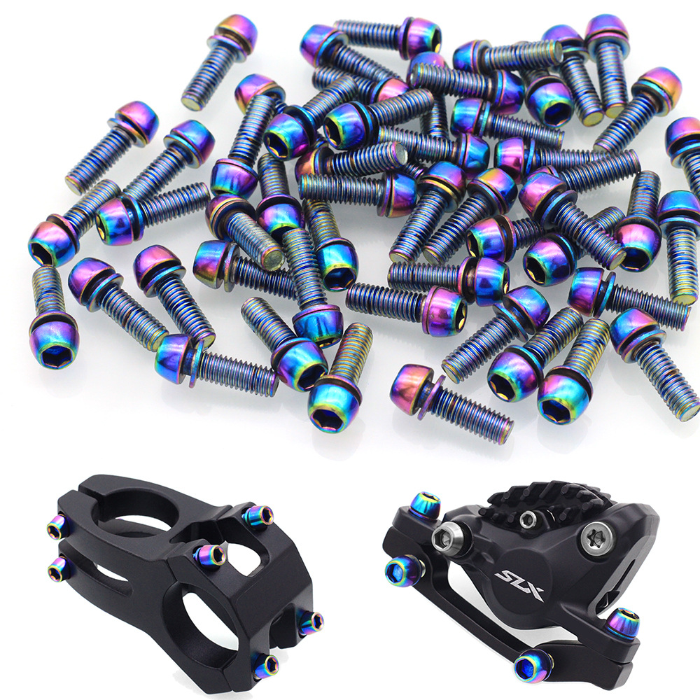 Mountain road bike electroplated colorful steel screw disc brake handle fixing handle vertical disc brake seat fixing screw