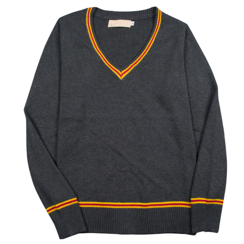 Harry Potter Long Sleeve Sweater Adult Harry Magic Academy V-Neck Sweater Gryffindor Knitted Pullover Sweater
