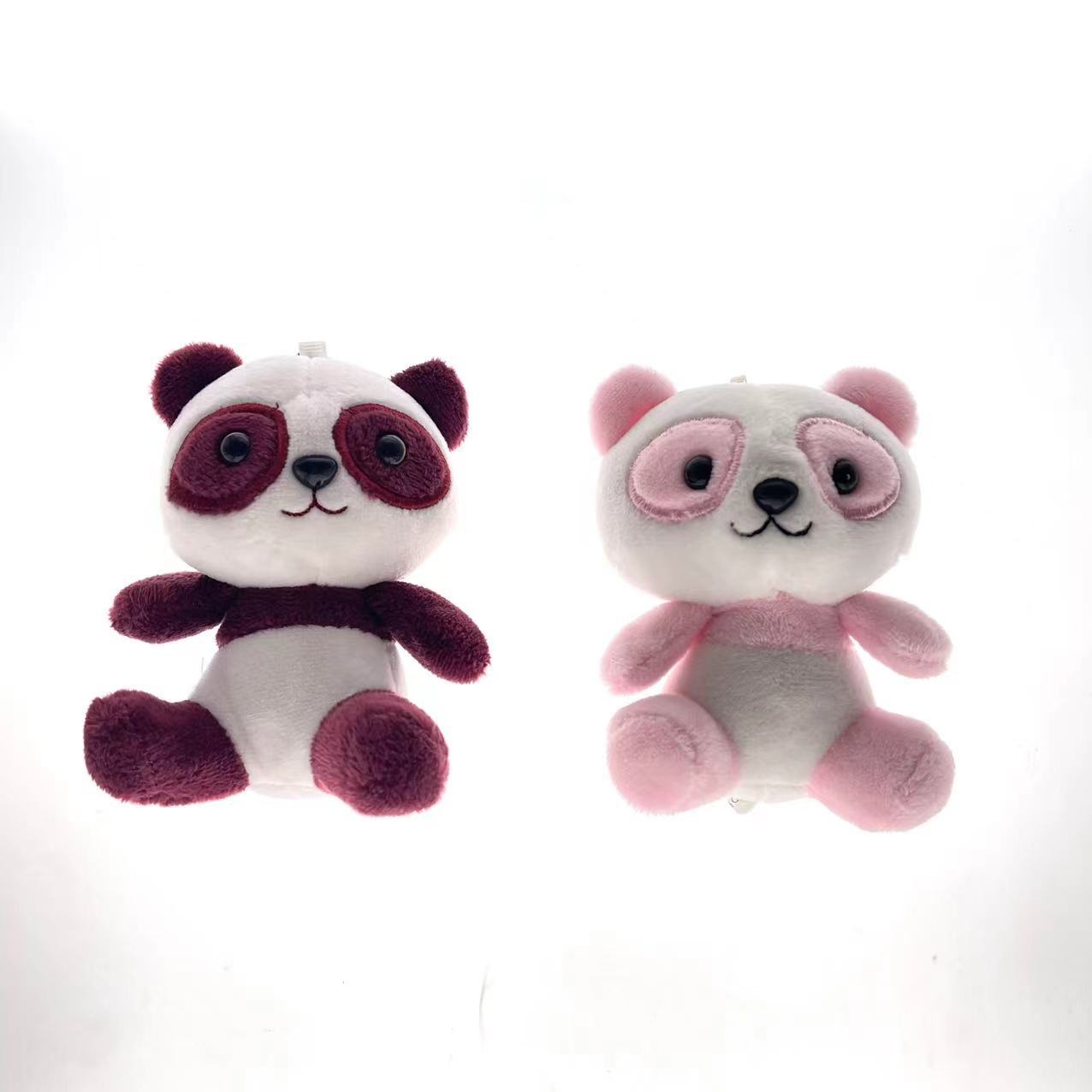 Cute Panda Short Plush Animal Plush Doll Children's Toy Couple Keychain Backpack Mini Pendant Accessories