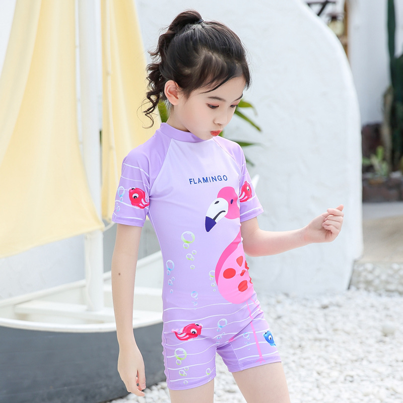 Children's Swimsuit Girls' One-Piece Flat-Corner Quick-Dry Swimsuit for Big Kids and Baby Girls Korean Style Professional Training Swimsuit