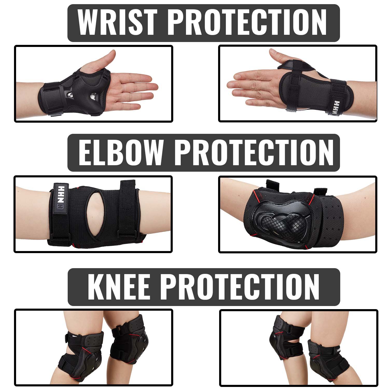 Cross-border Wholesale Adult Skateboard Protectors Full Set of Equipment Knee Protectors Elbow Protectors Hand Protectors Thickened Skating Protectors