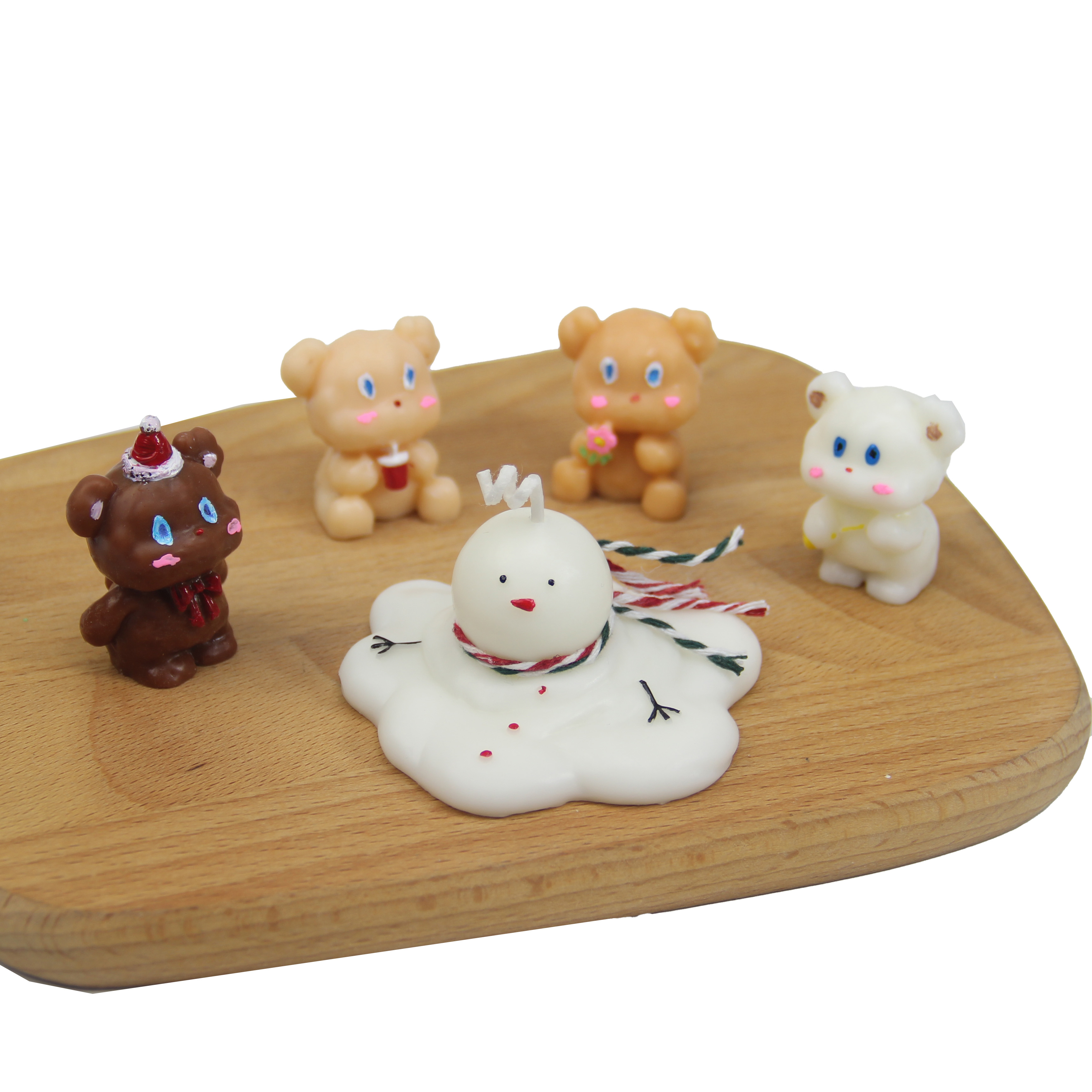 韩国ins可爱小熊蜡烛蛋糕融化的雪人DIY生日香薰蜡烛烘焙硅胶模具