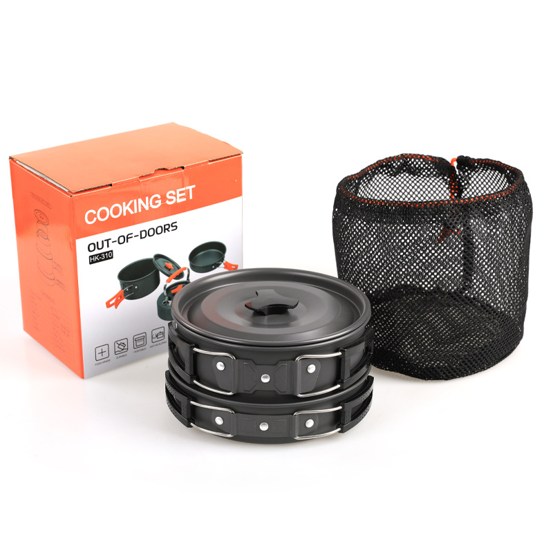 Cross-border Outdoor Camping Pot HK310 Set Pot 2-3 Person Portable Picnic Set Pot Teapot Combination