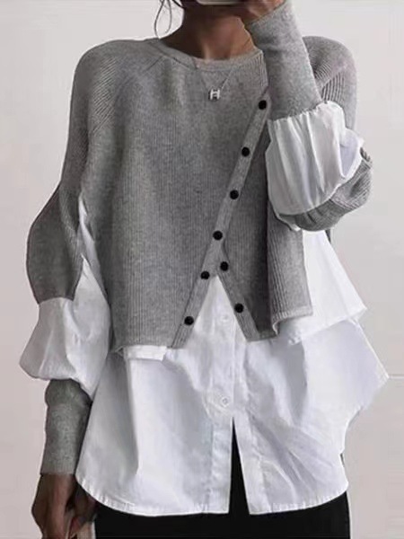 2024 automne et hiver nouvelle station indépendante transfrontalière européenne et américaine col rond à manches longues tricoté style étranger couture deux pièces_voghion.com