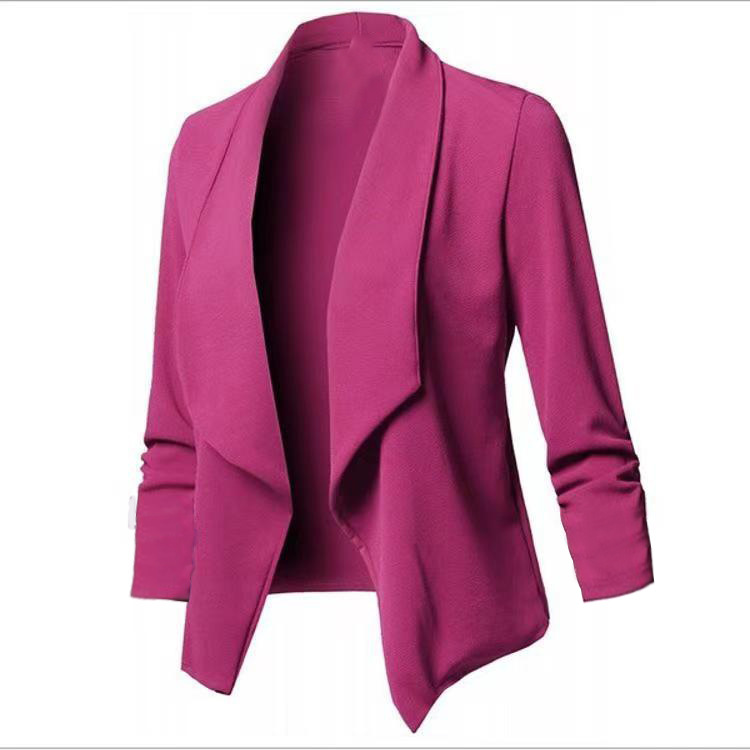  Amazon best-selling European and American slim long-sleeved solid color double-layer collar lapel blazer jacket