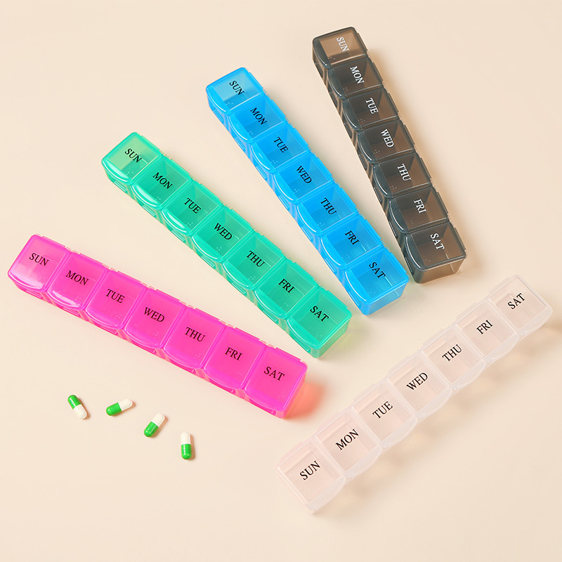Spot Large One-week Seven-grid Transparent Pill Box Portable Plastic Pill Box Creative Home 7-day Small Pill Box