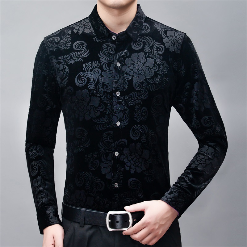 Early Autumn Men's Elegant Thin Retro Shirt Men's Casual Middle-aged Dad Long-sleeved Non-iron Shirt Men's Trendy Brand
