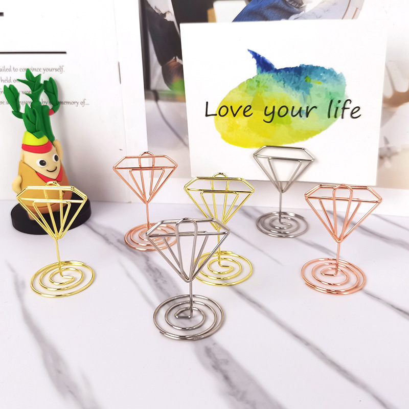 in stock creative diamond note holder desktop business card holder pendulum message holder diamond pattern mini postcard holder