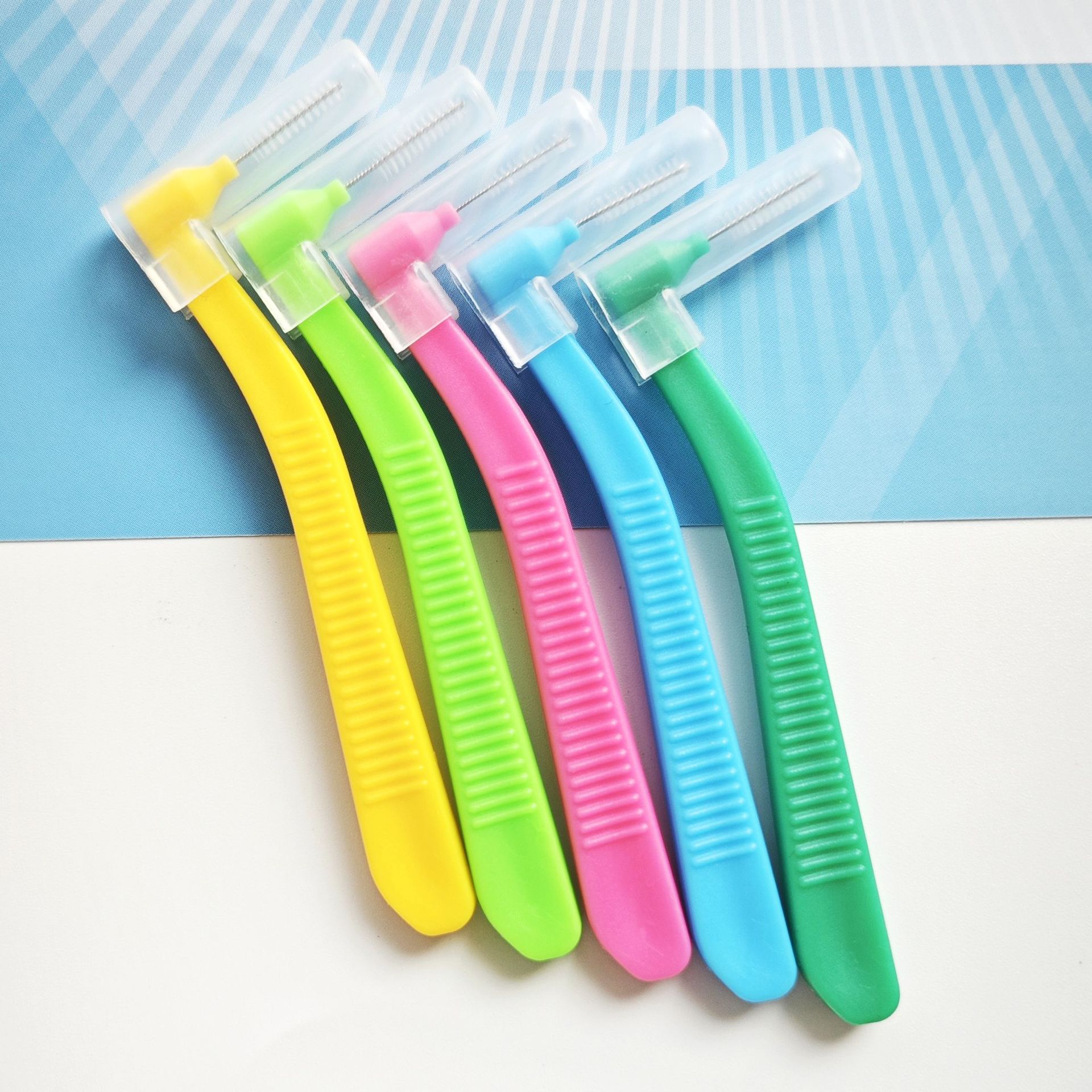 Cross-border portable L-type interdental brush interdental brush interdental gap brush 7-shaped orthodontic toothbrush braces interdental 16 pcs/box