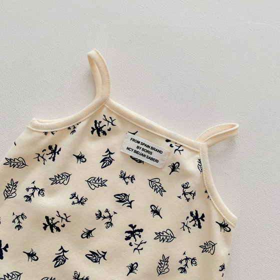 ins Korean Style Baby Baby Sling Printed Plaid Jayshirt Newborn Summer Thin Vest Triangle Climbing Suit
