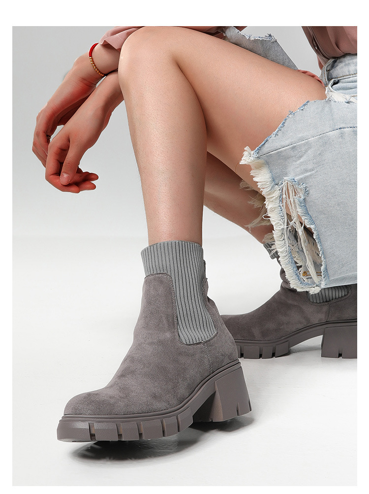 Jesenski in zimski novi nogavični škornji, tujetrni škornji, ženski škornji iz leta 2024 z debelo peto in debelim dnom, ženski gležnjarji velike velikosti za ženske_voghion.com