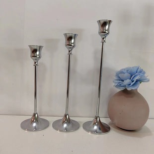 Cross-border Brass Candle Holder Model Room Wedding Props Light Luxury European Style Romantic Candlelight Dinner Creative Desktop Ornaments