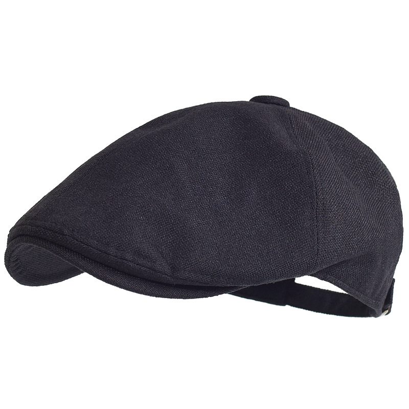 Japanese Style Retro Advanced Cap Men's Linen Breathable Summer Artistic Cotton Linen Beret Women's Short Edge Cap Detective Cap
