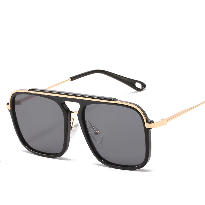 3184 metal generous frame sunglasses sunglasses men and women Amazon wholesale UV protection double beam sunshade Brown European