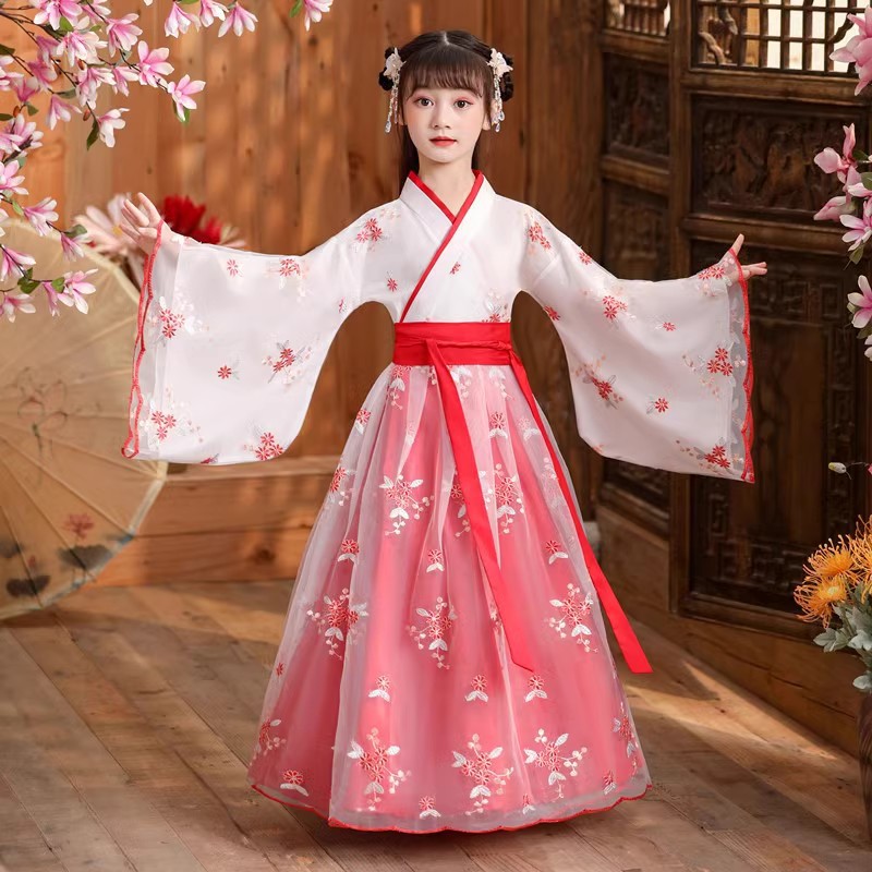 Hanfu girls' children's ancient costume Super fairy primary school students' summer costume chinese style Tang suit ancient style children's performance costume skirt