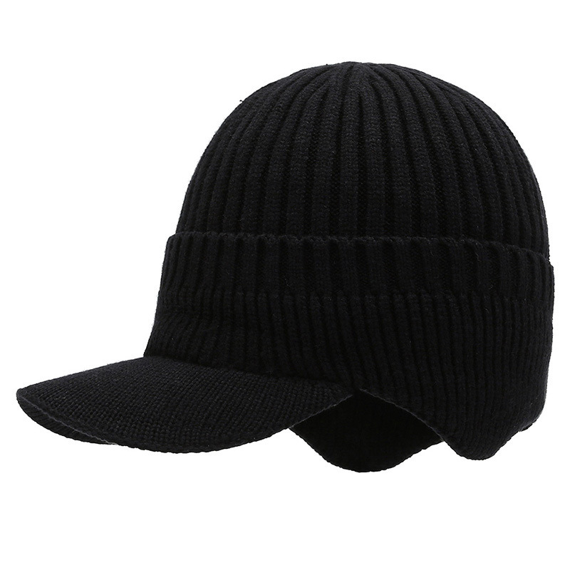 Hat Men's Autumn and Winter Wool Cap Fleece-Lined Thickened Knitted Cap Korean Style Fashionable Ear Protection Cap Cold-proof Warm Cap