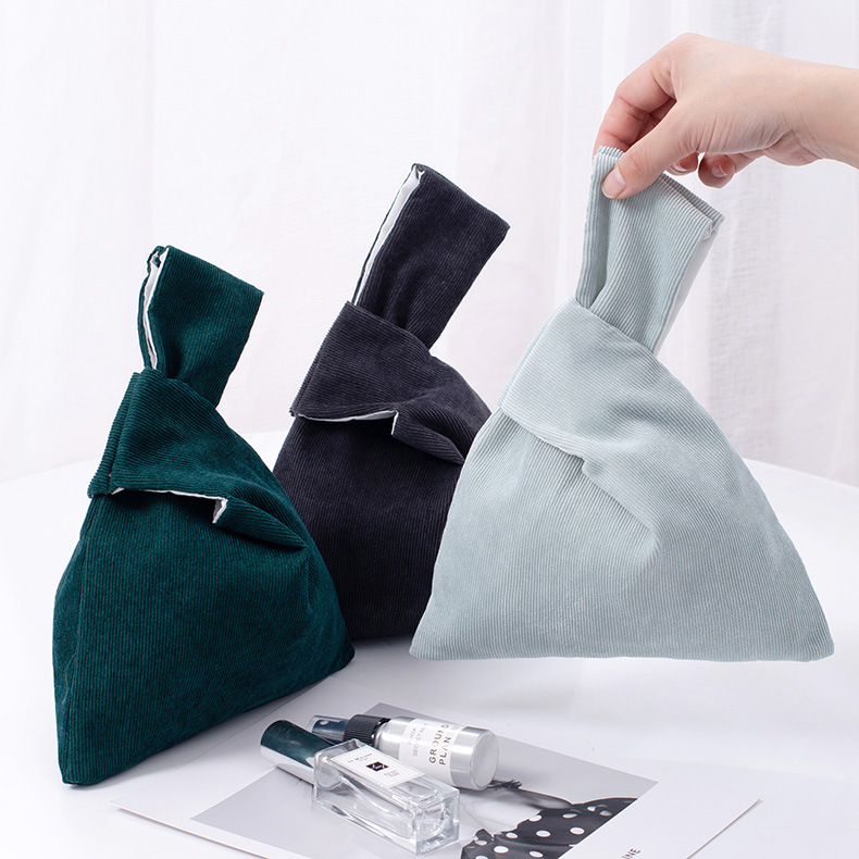 Vintage Ins Style Corduroy Knot Wrist Bag Blank Hand Wrist Bag Mobile Phone Portable Mini Women's Hand Bag