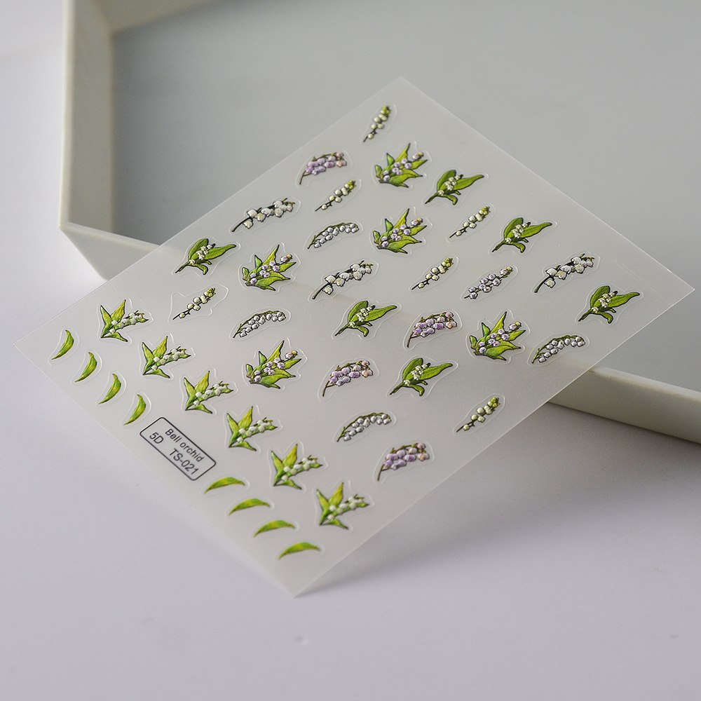 New craft three-dimensional Campanula nail stickers 5D waterproof relief Linglan nail stickers decorative decals jewelry