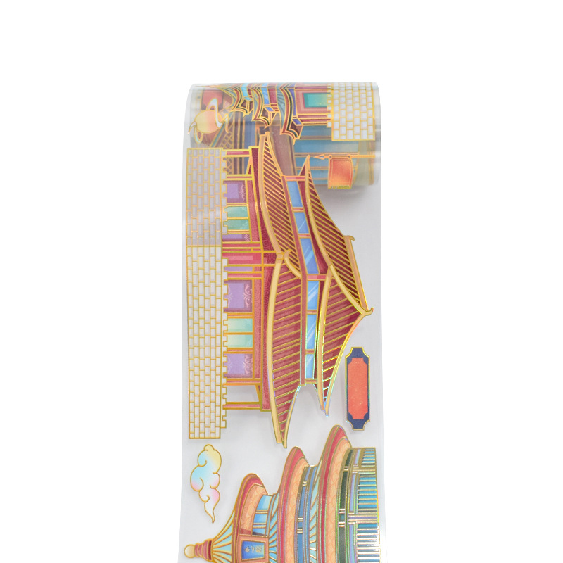 Factory hand account wholesale explosions spot retro hand account material laser sticker hand account pet landscaping bronzing tape
