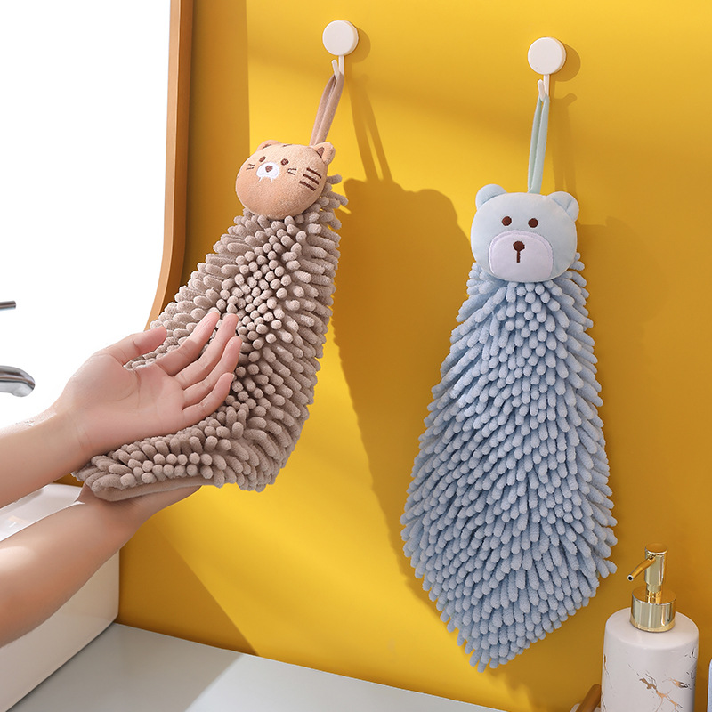 ins Cute Chenille Wipe Hand Towel Thickened Extra Large Soft Quick-drying Water Absorbent Hanging Style Kitchen Bathroom Handball Wipe