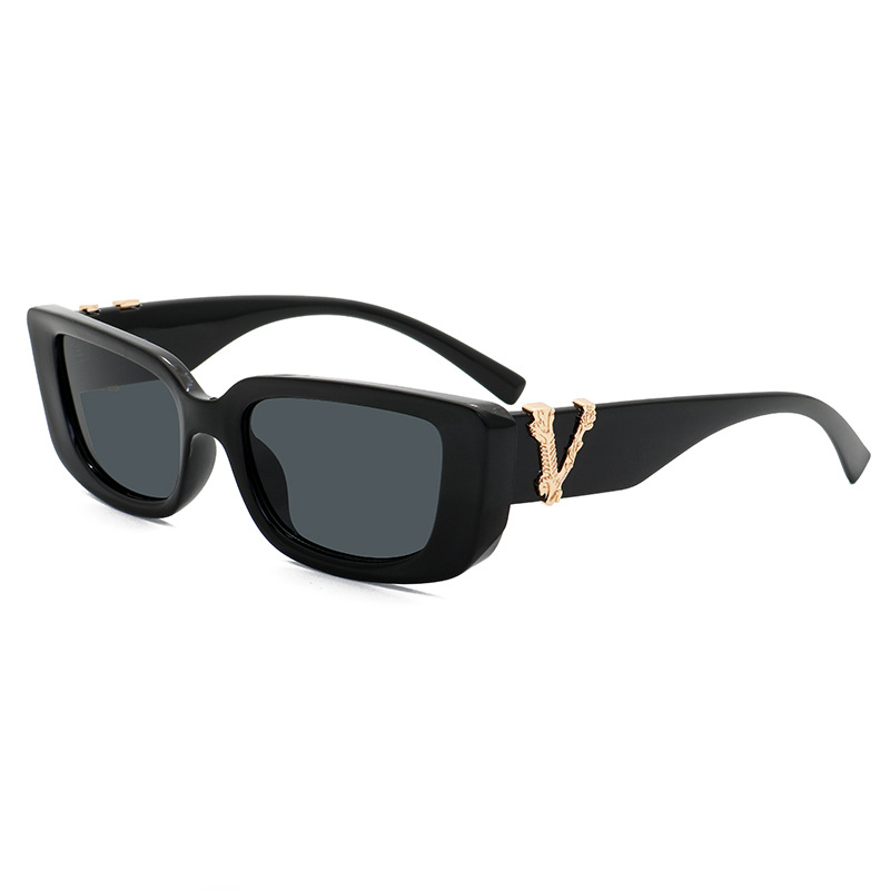 2021 new frame sunglasses sunglasses personalized metal accessories V small frame rectangular catwalk fashion glasses - ShopShipShake