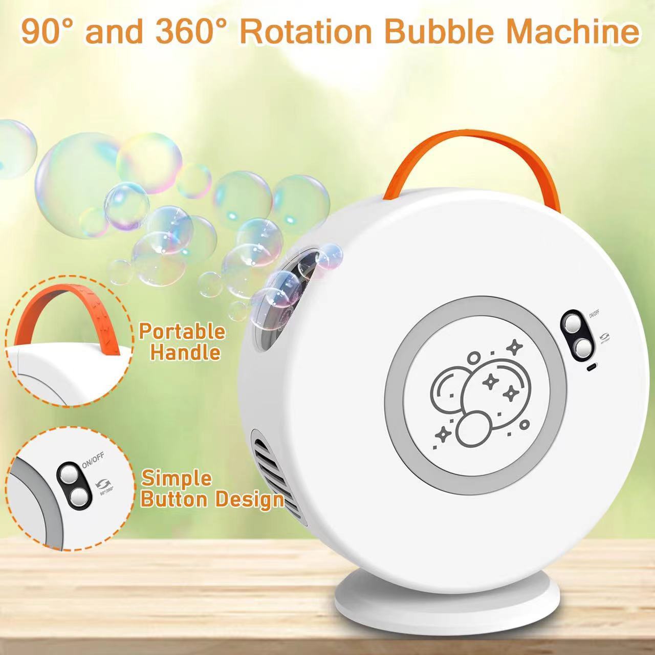 Amazon 2023 new round automatic bubble machine 360-degree rotating rechargeable toys wholesale
