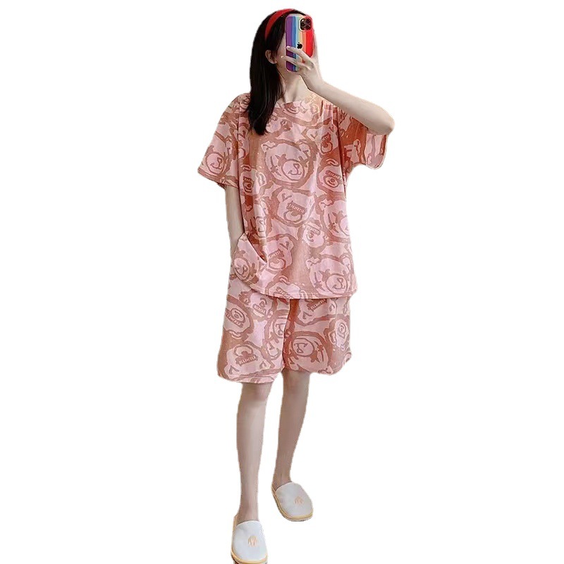 Pajamas Women's Summer Short-sleeved New 2025 plus size Thin Cute Shorts Loose Outwear suit