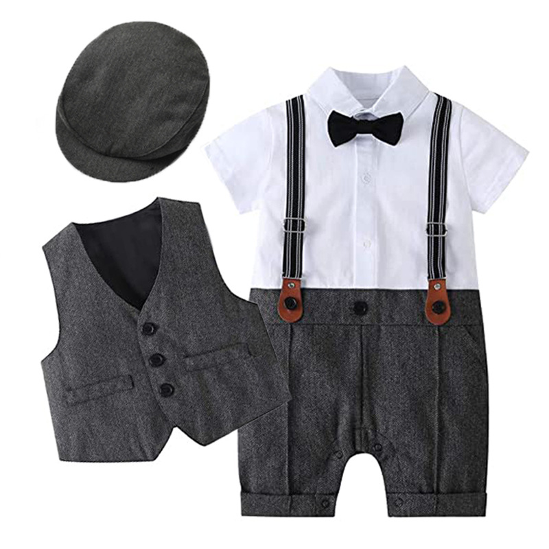 Cross-border baby boy gentleman one-year-old wash dress summer new boys' one-piece romper one-piece delivery children's dress
