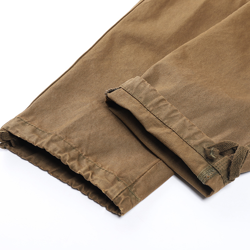 Cross-border manufacturers Amazon Supply Four Seasons cotton casual pants men's youth overalls multi-pocket straight trousers