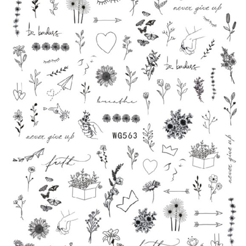 Spring Flowers and Nail Stickers Cross-border E-commerce Nail Flowers Spring Flowers and Nail Stickers WG563-580