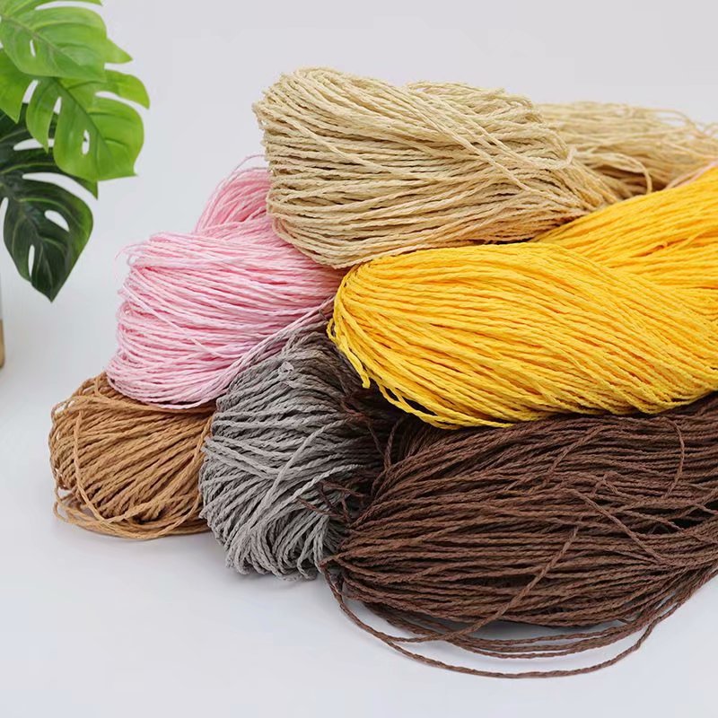 Lafite paper straw hat hand woven wool summer sun hat light body Ice Silk crochet summer cool hat thick diy wholesale