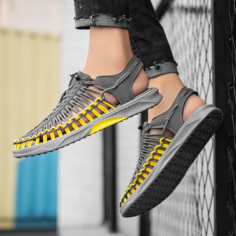 Cross-border Men's Sandals New Men's Summer Fashionable Woven Casual Beach Shoes Vietnam Rome Sandals Tracing Shoes