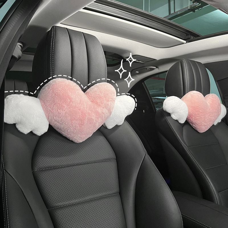 Love pillow car headrest lumbar support female neck pillow creative cute plush pillow car seat interior accessories
