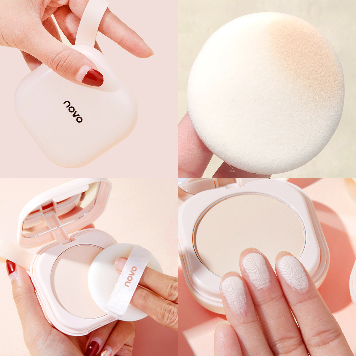 Novo feather satin luxury nourishing makeup honey powder cake natural makeup long-lasting female honey powder wet and dry dual-use matte loose powder