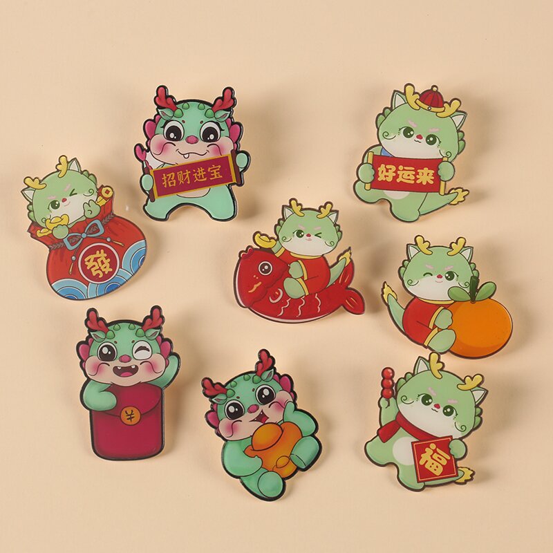 Cartoon dragon year acrylic brooch dragon badge backpack accessories gift patch gift