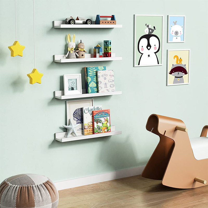 Cross-border hot sale nursery wall floating partition children's bookshelf four-piece living room shelf indoor wall shelf