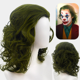 Anime wig Clown Arthur Fleck Mixed Green Short Curly wig cos Anime wig Headgear